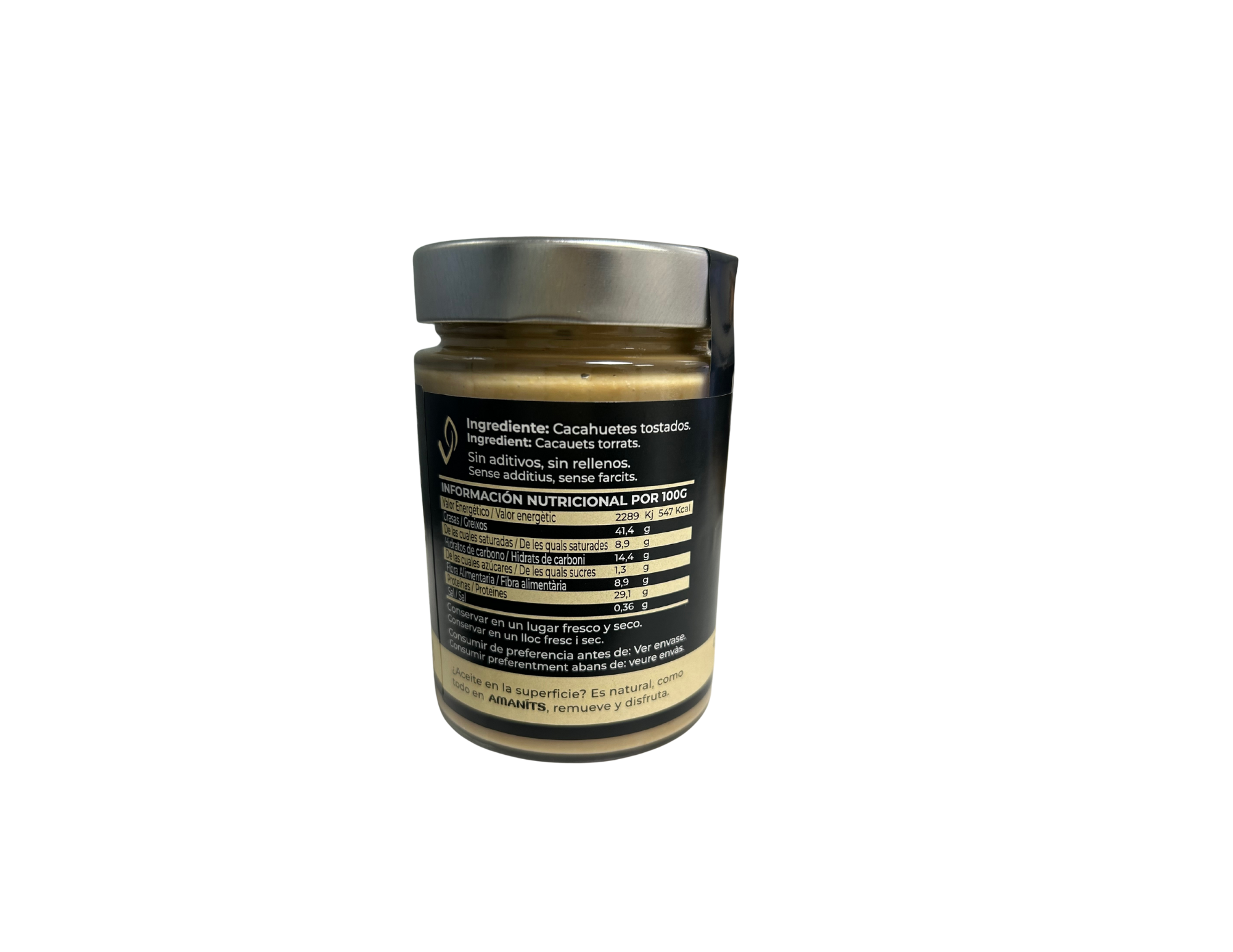 🥜 AMANITS · Crema de Cacahuete 100% Natural · 300 g